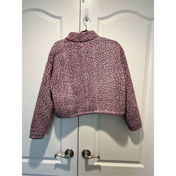 PacSun LA Hearts Sherpa Teddy Bear Half Zip Cropped Jacket Pullover Hoodie size - Picture 5 of 6